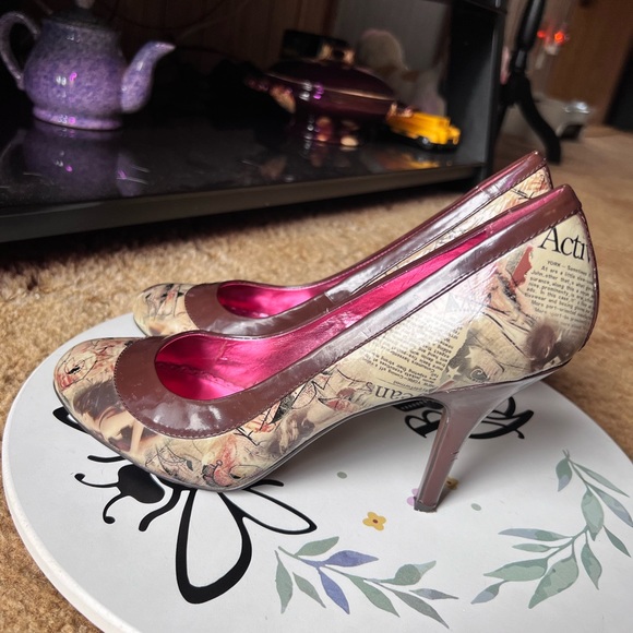 Naughty Monkey Womens Headliner Print Pumps Stiletto High Heels Round Toe. - Picture 5 of 17